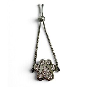 PAJ 925 Sterling Silver Cubic Zirconia Paw Print Bolo Slider Bracelet Adorable